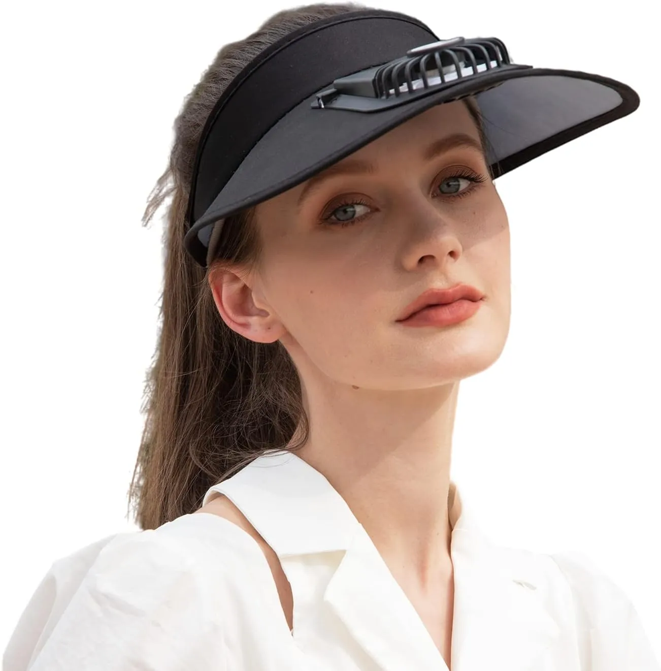 Sun Visor Hats with Fan-Three Temp Settings-Large Area Sun Protection,Visors for Women/Men/Kids,Adjustable Elastic Buckle