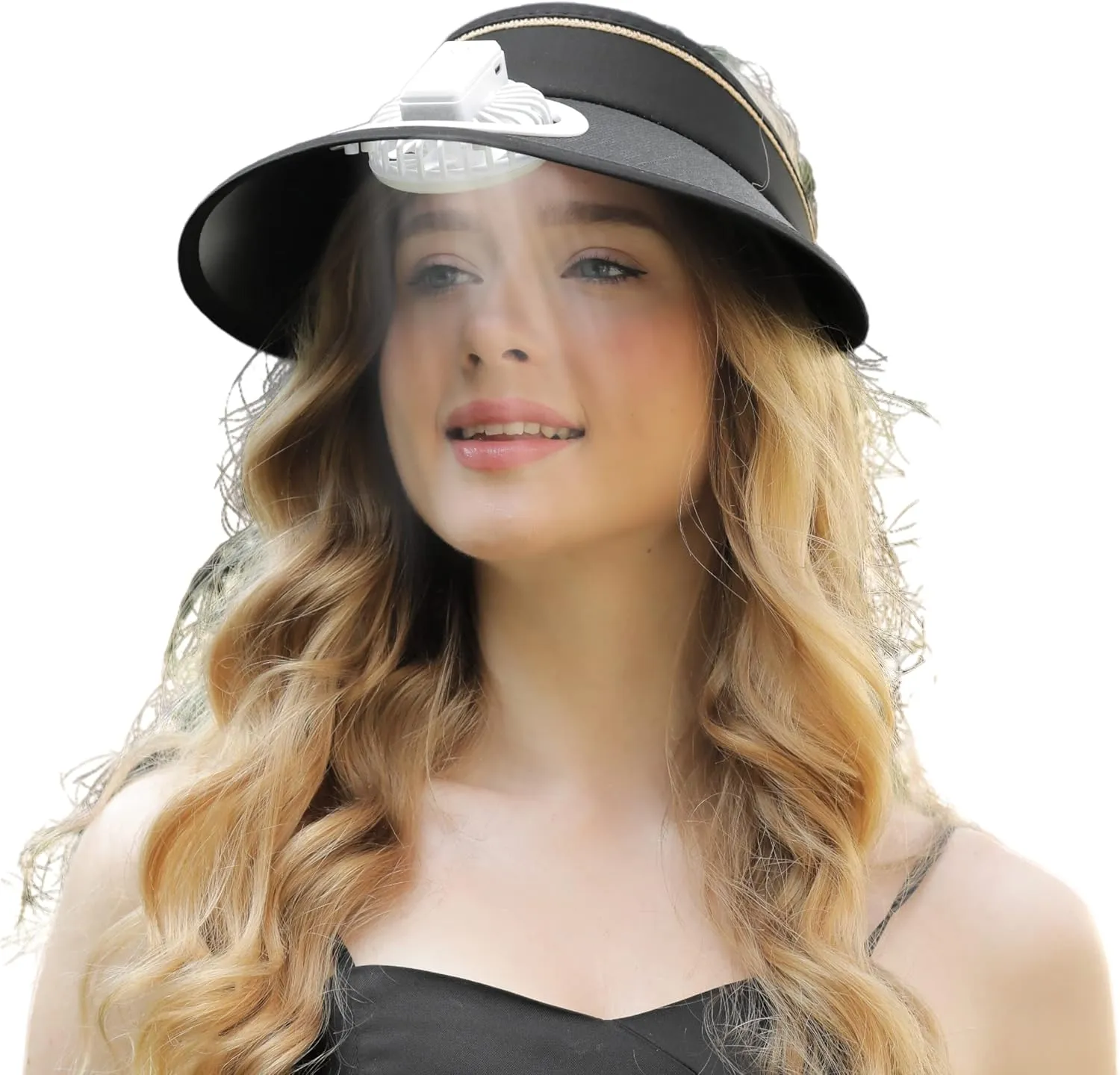 Sun Visor Hats with Fan-Three Temp Settings-Large Area Sun Protection,Visors for Women/Men/Kids,Adjustable Elastic Buckle
