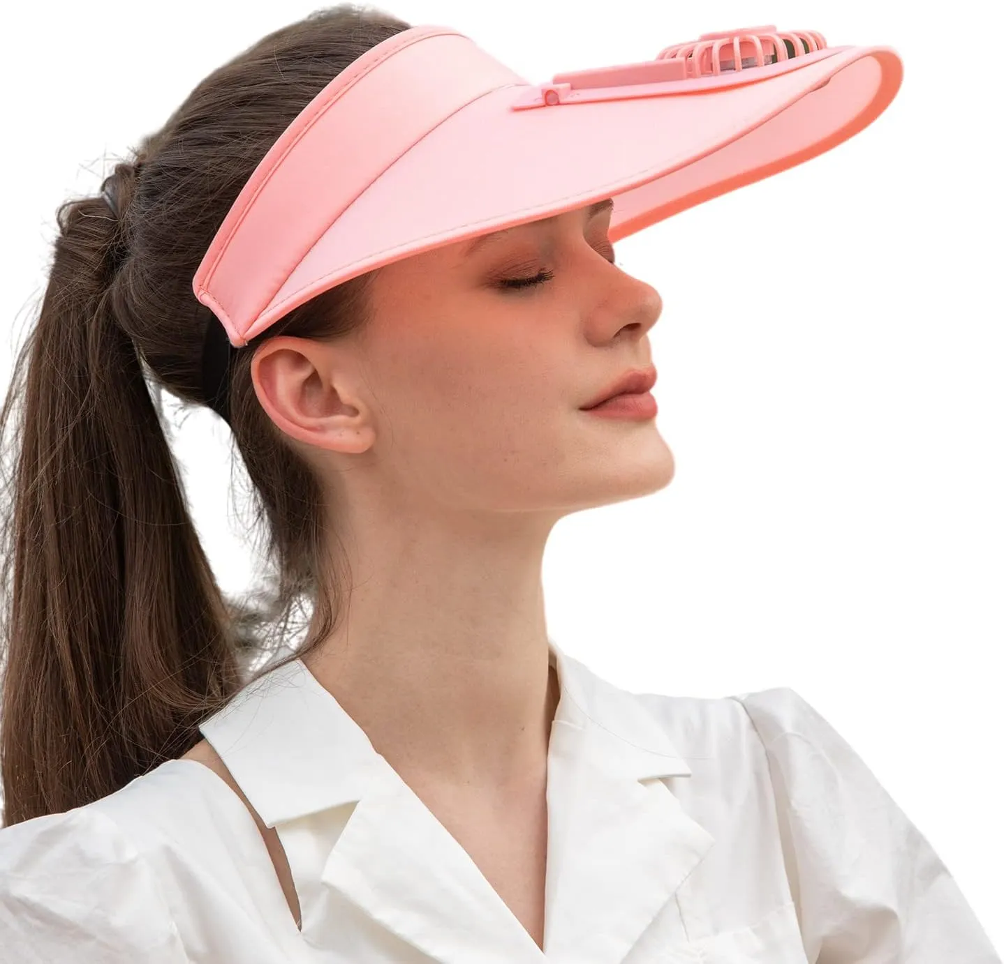 Sun Visor Hats with Fan-Three Temp Settings-Large Area Sun Protection,Visors for Women/Men/Kids,Adjustable Elastic Buckle