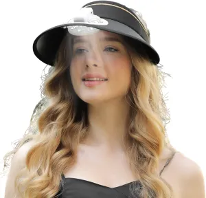 Sun Visor Hats with Fan-Three Temp Settings-Large Area Sun Protection,Visors for Women/Men/Kids,Adjustable Elastic Buckle