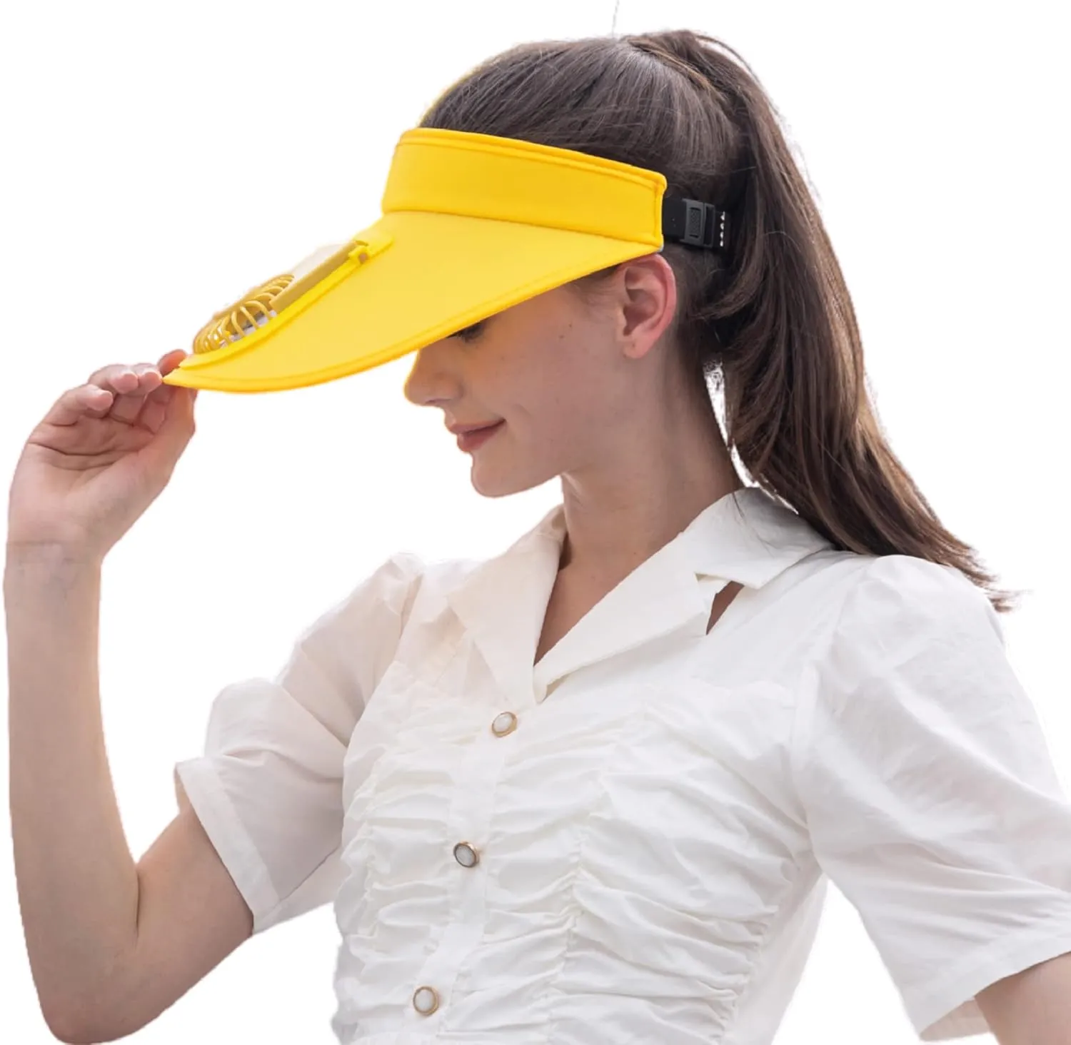 Sun Visor Hats with Fan-Three Temp Settings-Large Area Sun Protection,Visors for Women/Men/Kids,Adjustable Elastic Buckle