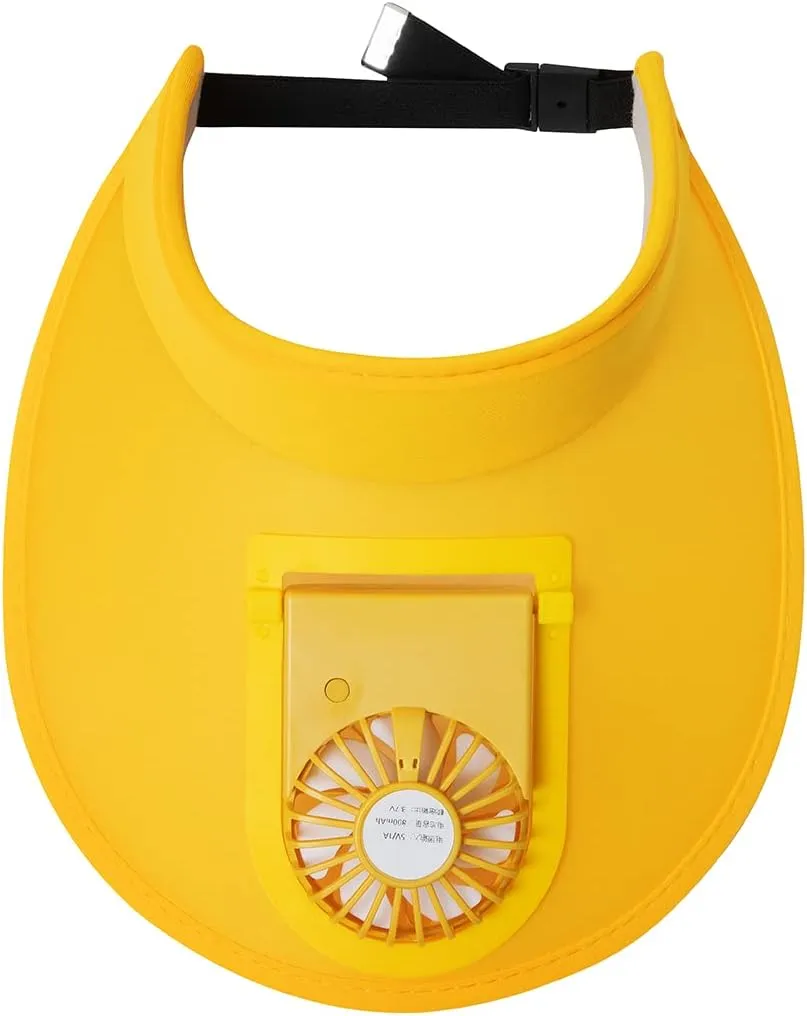 Sun Visor Hats with Fan-Three Temp Settings-Large Area Sun Protection,Visors for Women/Men/Kids,Adjustable Elastic Buckle