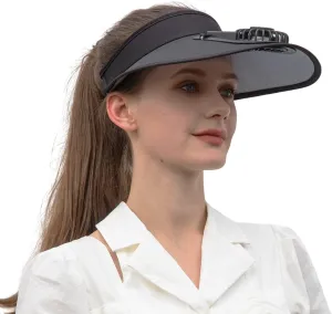 Sun Visor Hats with Fan-Three Temp Settings-Large Area Sun Protection,Visors for Women/Men/Kids,Adjustable Elastic Buckle