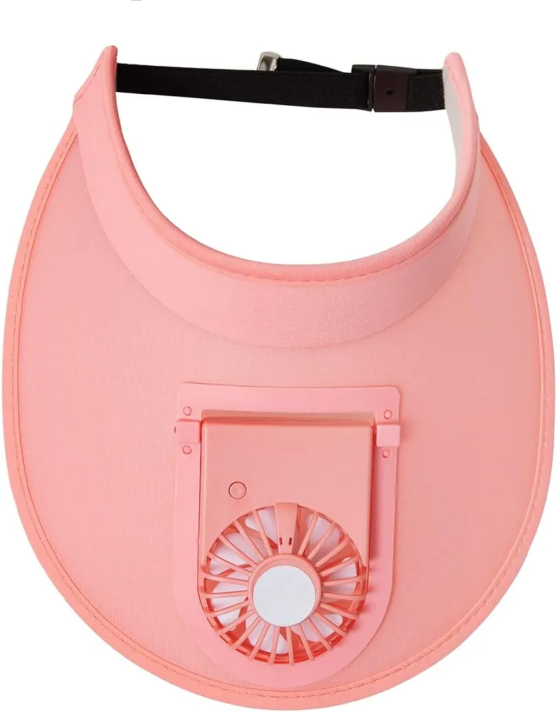 Sun Visor Hats with Fan-Three Temp Settings-Large Area Sun Protection,Visors for Women/Men/Kids,Adjustable Elastic Buckle