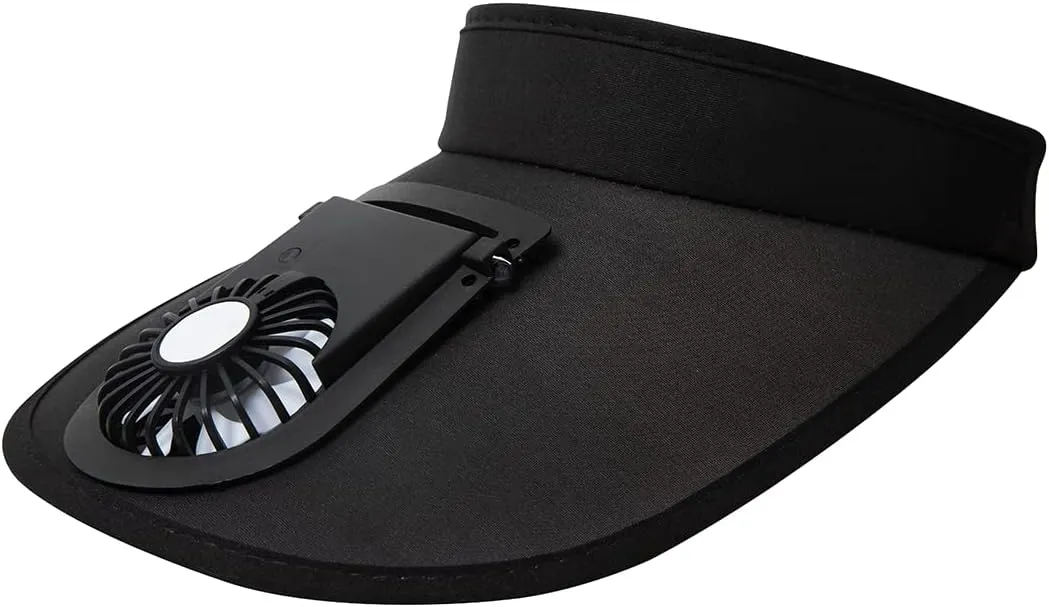 Sun Visor Hats with Fan-Three Temp Settings-Large Area Sun Protection,Visors for Women/Men/Kids,Adjustable Elastic Buckle