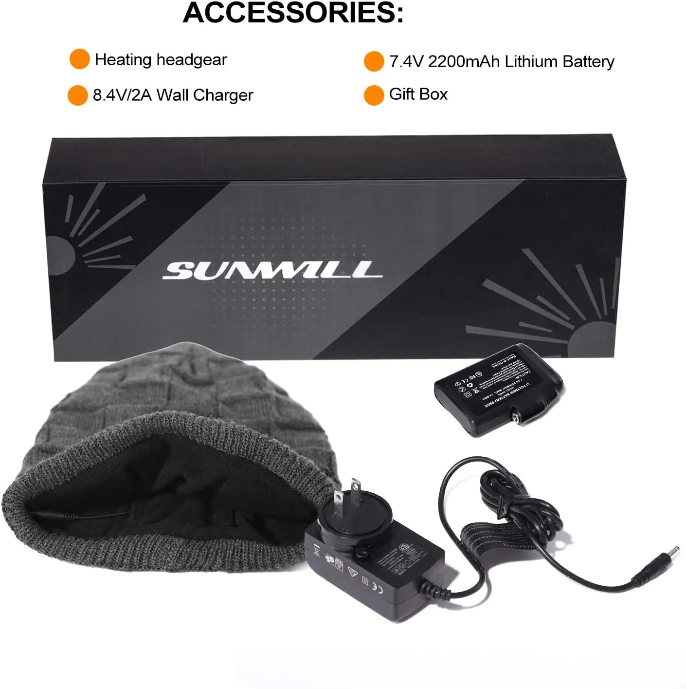 Sun Will Battery Heated Beanie Hat,Electric Rechargeable Warm Winter Heated Fleece Cap