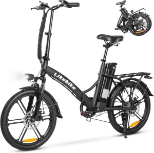 Sunny 20" Electric Bike for Adults,Max 25Miles(Pedal Assist) &540W Peak Motor,Folding EBike 18Mph 10.4Ah Removable Battery,Front Suspension and Commuter Electric Bicycle for Women & Men