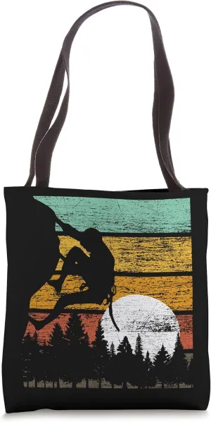 Sunset Rock Climbing Bouldering Climber Hobby Retro Climbing Tote Bag