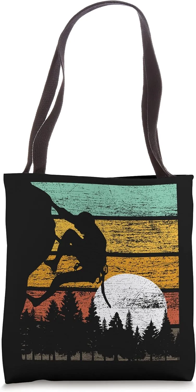 Sunset Rock Climbing Bouldering Climber Hobby Retro Climbing Tote Bag