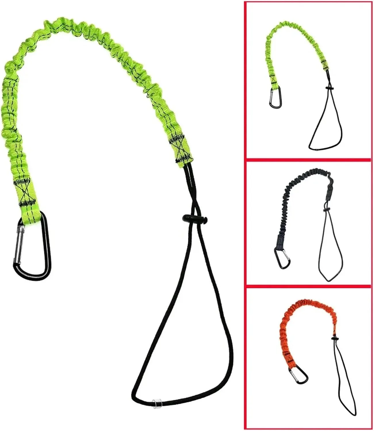 SUP Paddle Leash with Carabiner Safety Rowing Boat Fishing Rod Pole Coiled Lanyard Cord Tie Rope