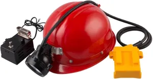 Super Bright LED Mining Head Lamp,5 W Rechargeable Safety Explosion-Proof Miner Cap Lamp for Coal Mines, Mountain Climbing (with Red Helmet)