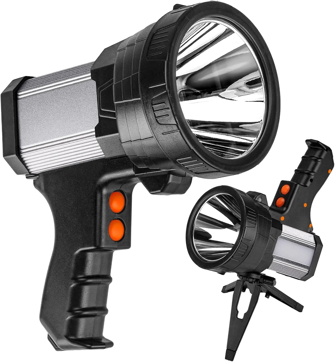 Super Bright Rechargeable Spotlight,Handheld Rechargeable LED Flashlight Ultra-Long Standby Lightweight Tactical Searchlight with USB Output Aluminium Alloy Golden Camping Light (White Light)