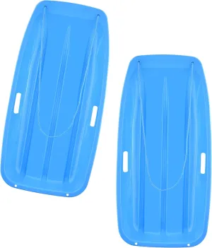 Superio Toboggan Snow Sleds 35" Long (2 Pack) Toboggan Sled with 2 Handles and a Pull Rope, Winter Snow Fun for Kids and Adults
