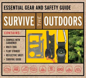 Survive the Outdoors Kit: Essential Gear and Safety Guide – Contains: Compass with Carabiner, Multi-tool, Flint Striker, Reflective Sheet, Survival Guide Product Bundle – July 23, 2024