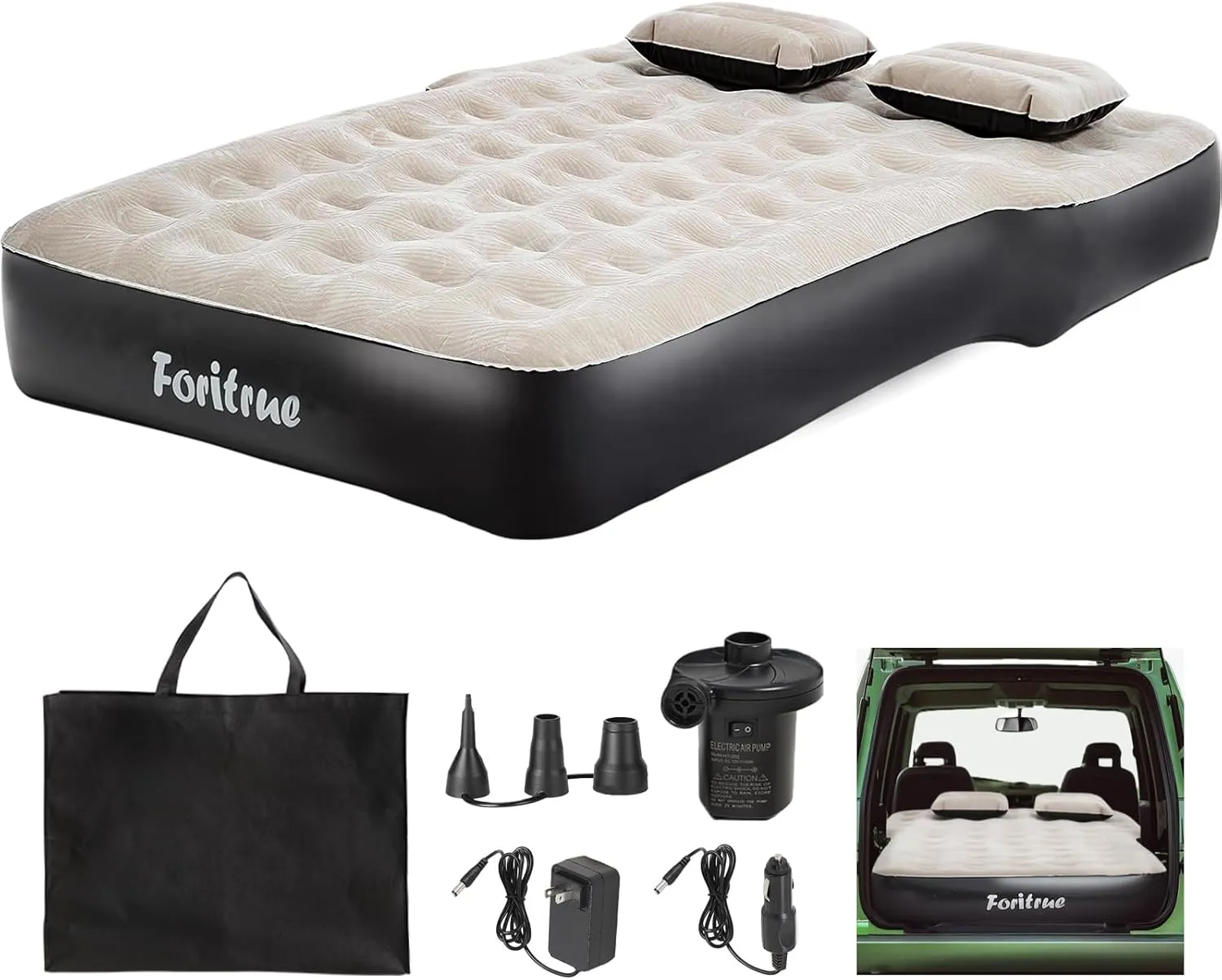 SUV Air Mattress,10inch Car Air Mattress for SUV,Camping Car Bed Mattress with External Pump Pillows Carry Bag