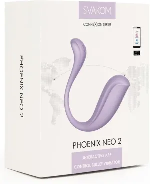 SVAKOM Phoenix Neo 2 Interactive Rechargeable Silicone Bullet Vibrator with Remote Control - Lavender