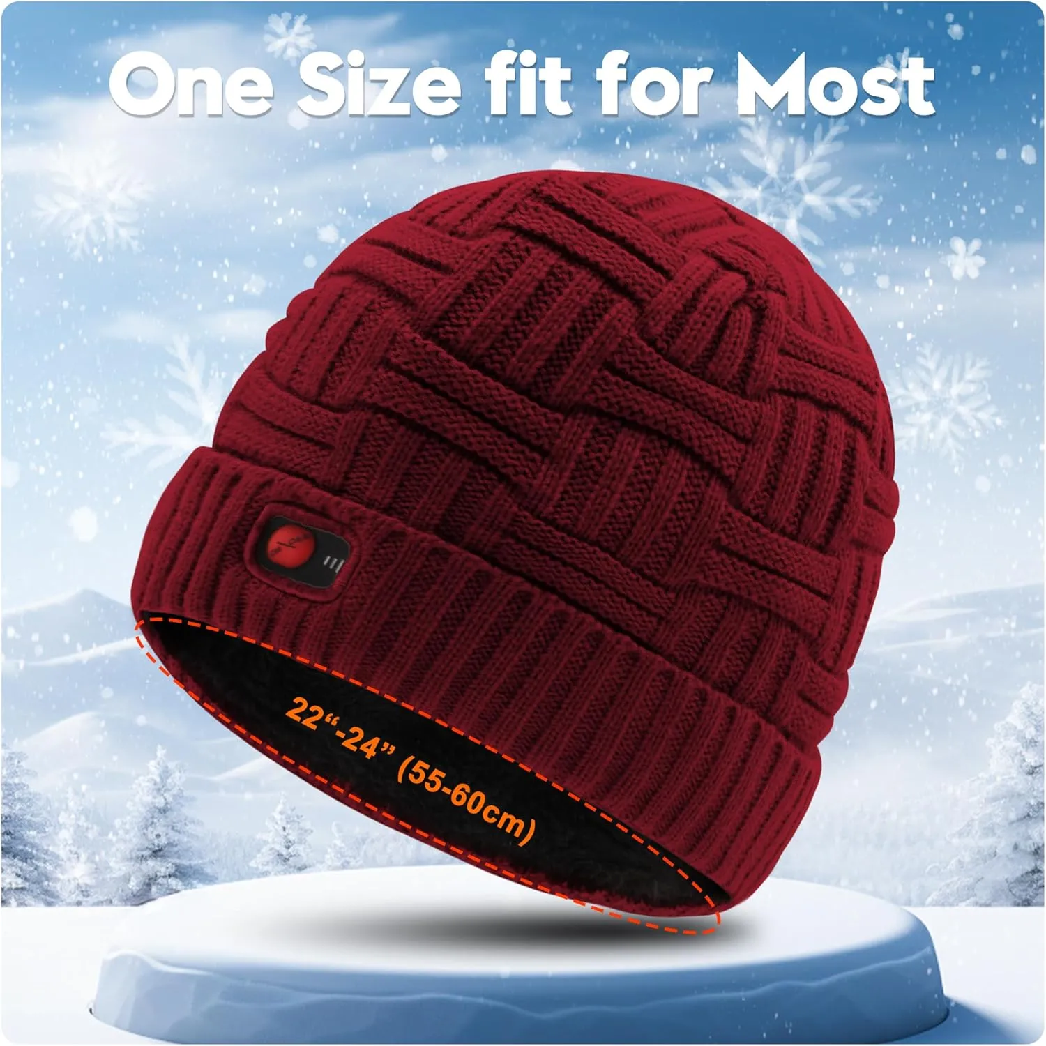 Svpro Battery Heated Beanie Hat - Rechargeable Warm Winter Cap