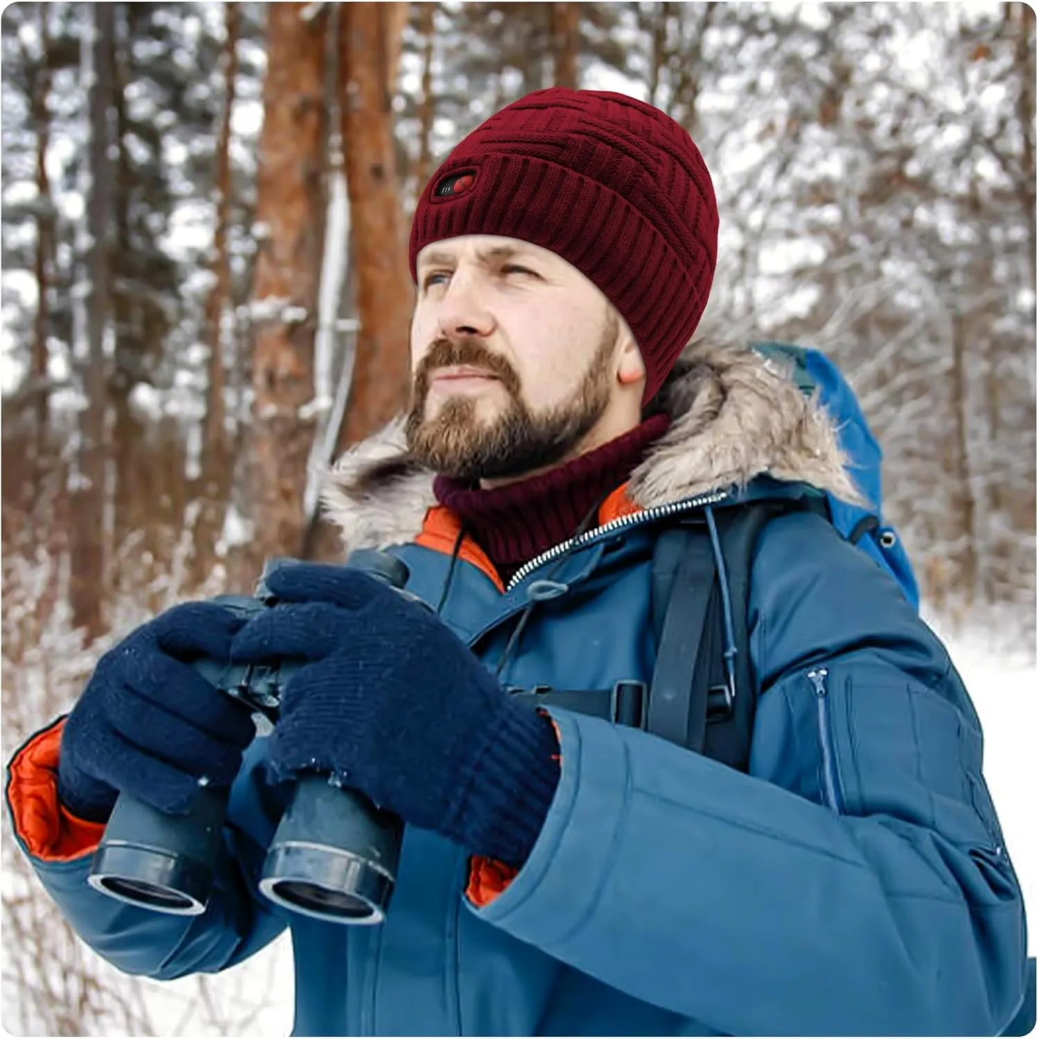 Svpro Battery Heated Beanie Hat - Rechargeable Warm Winter Cap