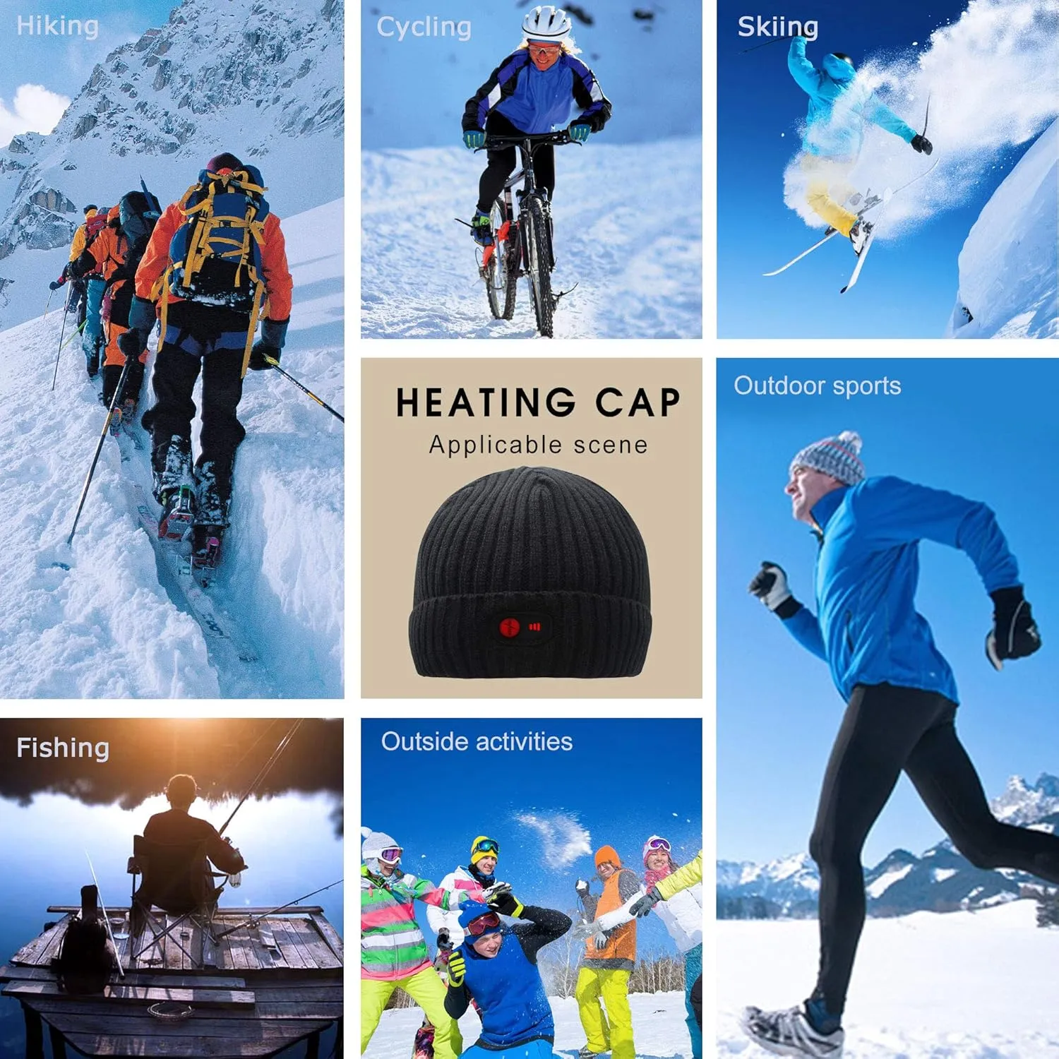 Svpro Battery Heated Beanie Hat - Rechargeable Warm Winter Cap