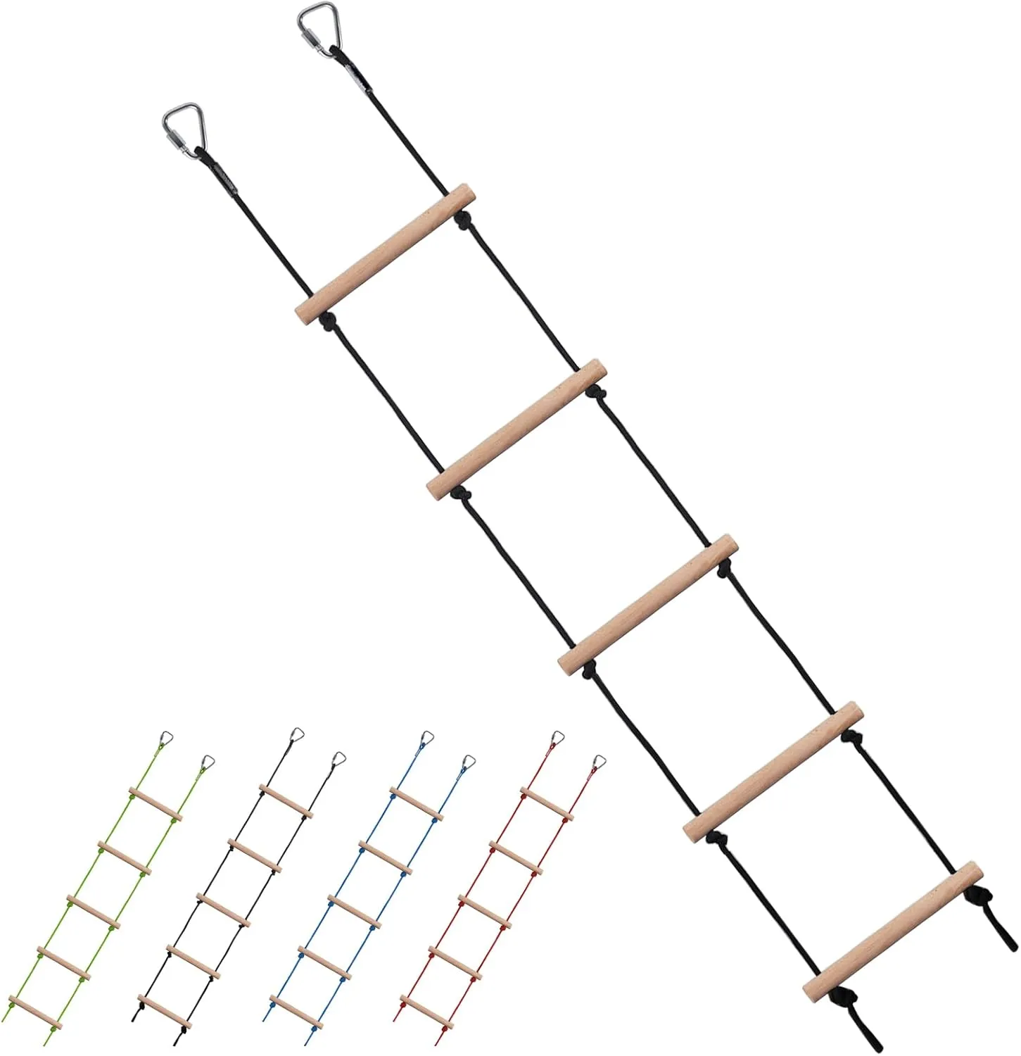 Swing Rope Ladder, Hanging Rope Ladders, Ninja Warrior Obstacle Course Accessories, Kids Climbing Game Hanging Ladder for Swing Accessories (2 Hooks)
