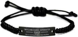Switchboard Operator Dad Rope Bracelet Gifts, Switchboard Operator Dad Like a Normal Dad, but Badass. Funny Switchboard Operator Dad Rope Bracelet Father's Day from Son Daughter, Switchboard Operator