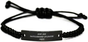Switchboard Operator Mom Bracelet, Black Rope Jewelry Gift for Women