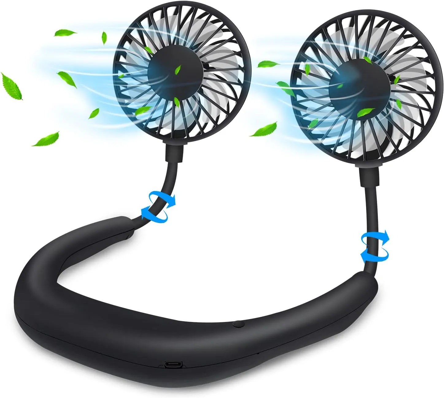 SZ-JIAHAIYU Portable Neck Fan Rechargeable USB Hands-Free Fan Personal 360° Double Headed Free Rotation 3 Speed Adjustable Wearable Face Mini Small Fan Perfect for Working, Office, Reading, Traveling