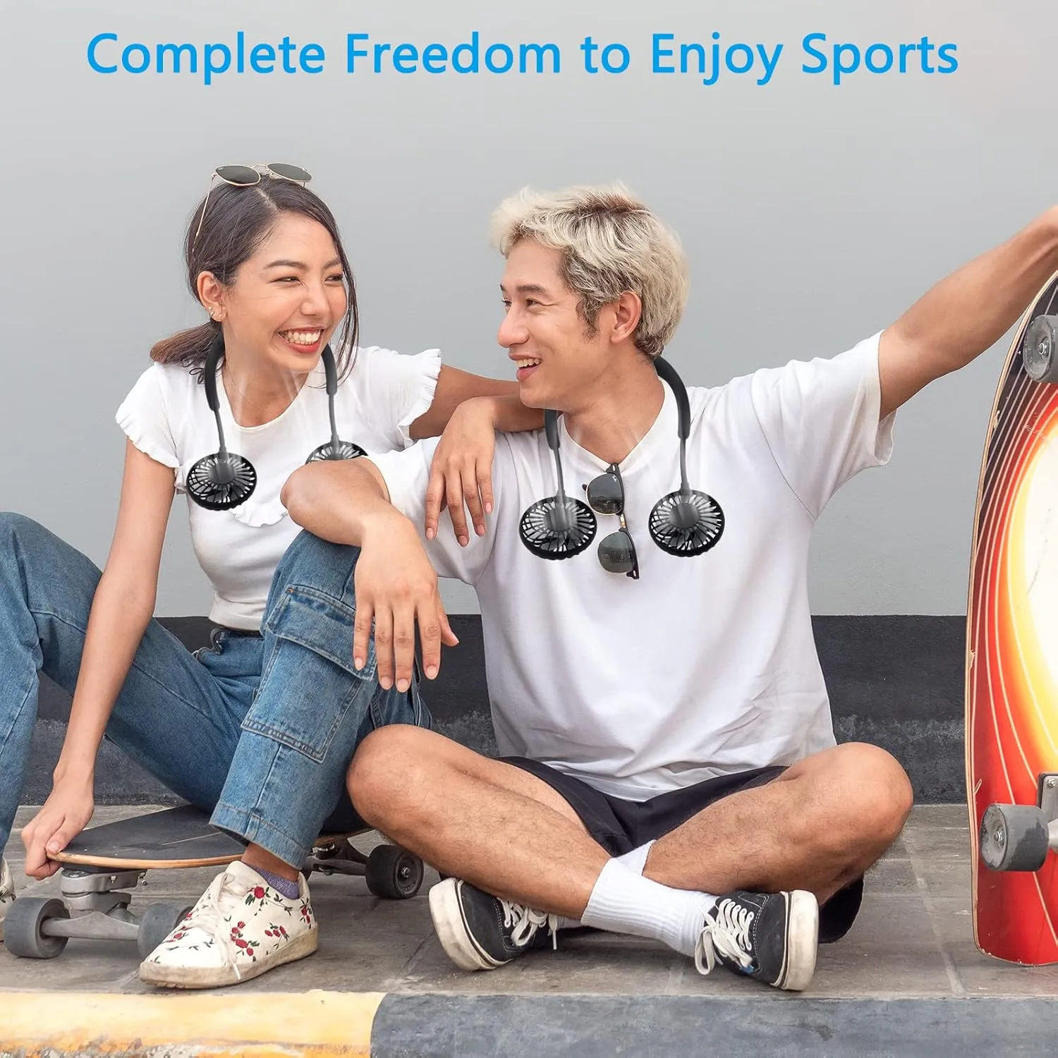 SZ-JIAHAIYU Portable Neck Fan Rechargeable USB Hands-Free Fan Personal 360° Double Headed Free Rotation 3 Speed Adjustable Wearable Face Mini Small Fan Perfect for Working, Office, Reading, Traveling