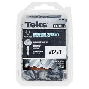 Teks 21450#12 x 1” HEX Washer Head Sharp PT Metal-to-Wood Elite Roofing Screws 120C