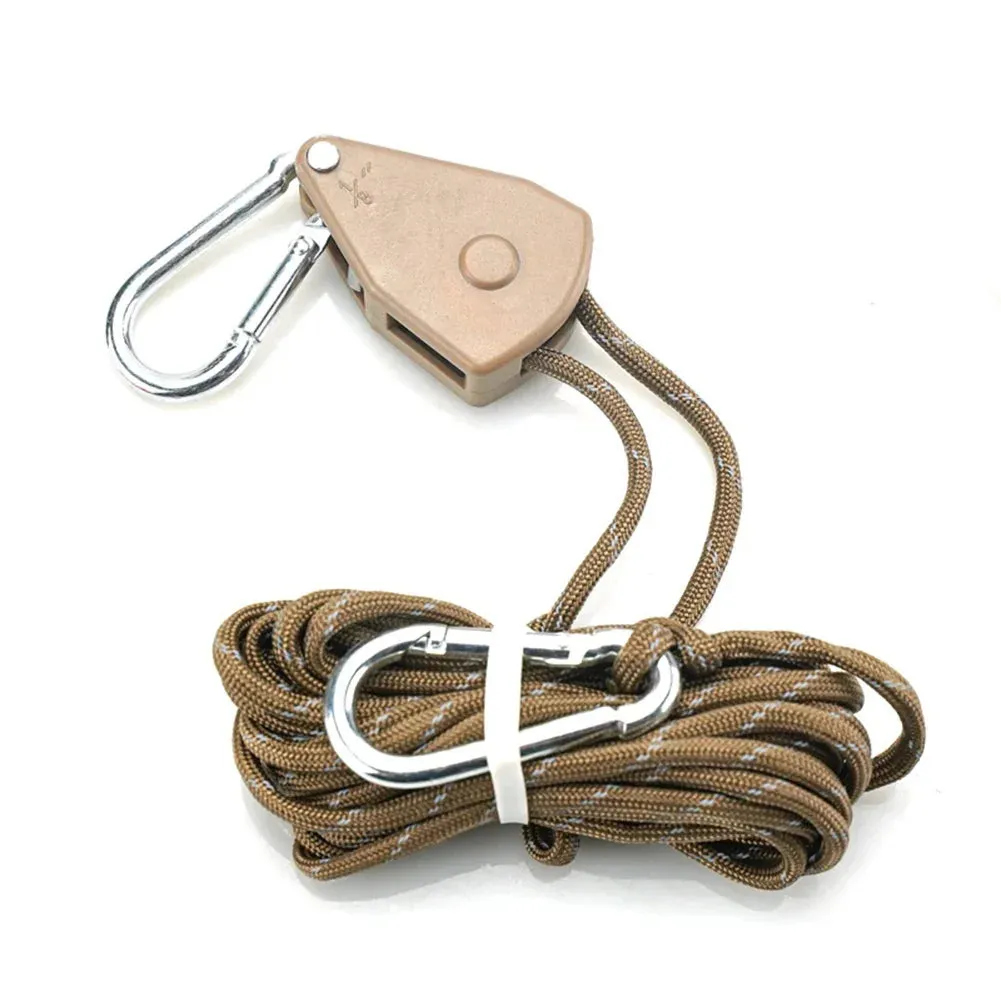 Tent Wind Rope Tensioner Adjustable Pulley with Carabiner Camping Hiking Outdoor Nylon Rope Rope Buckle Hook Lift Pulley