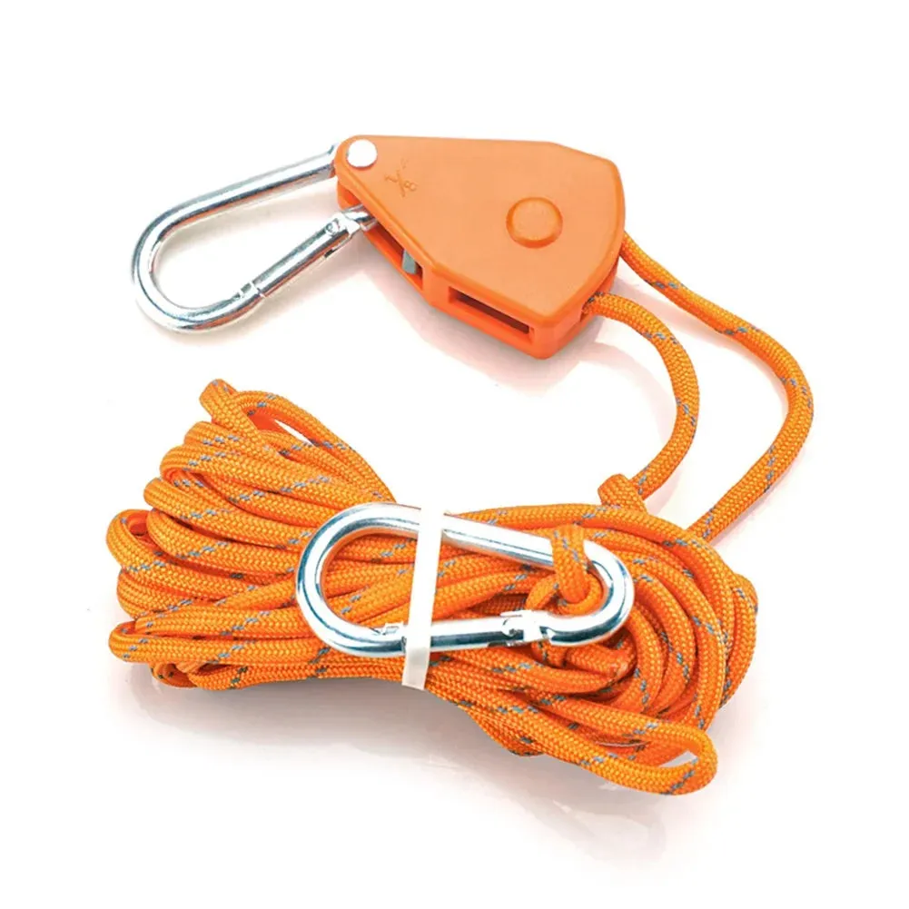 Tent Wind Rope Tensioner Adjustable Pulley with Carabiner Camping Hiking Outdoor Nylon Rope Rope Buckle Hook Lift Pulley