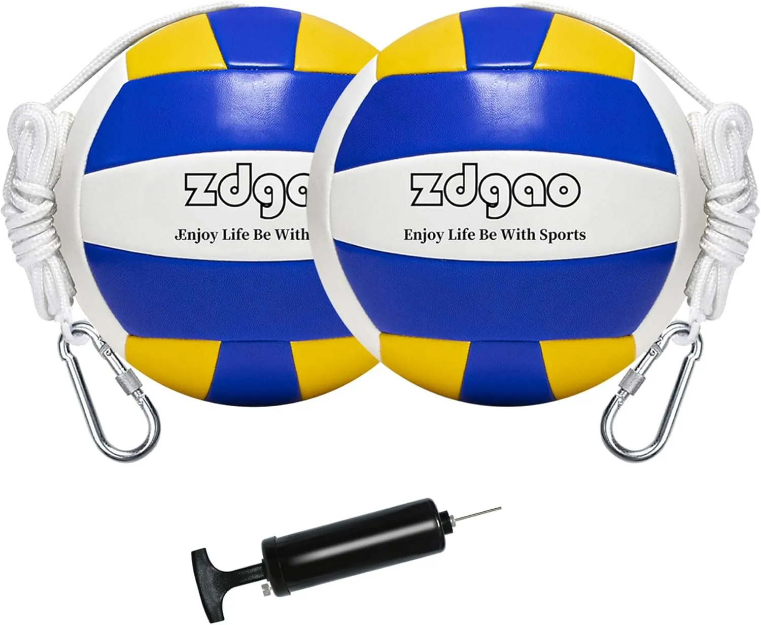 Tetherball Ball and Rope, Replacement Tether Ball with Carabiner, Ball Pump with Needle for Kids and Adults Backyard Game