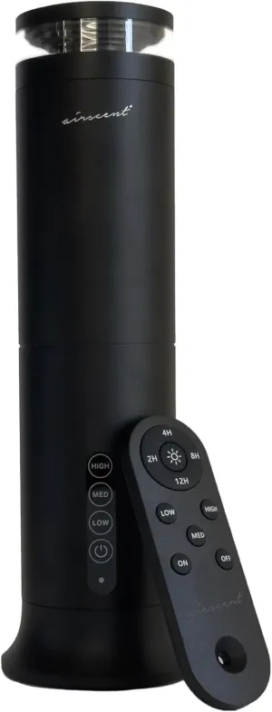 The AirScent Wireless Essential Oil Diffuser - Waterless Diffuser for Aromatherapy Oils - 100mL Capacity - 1000 Sq Ft Coverage - Smokey Black Aromatherapy Oil Diffuser for Homes, Offices & Hotels