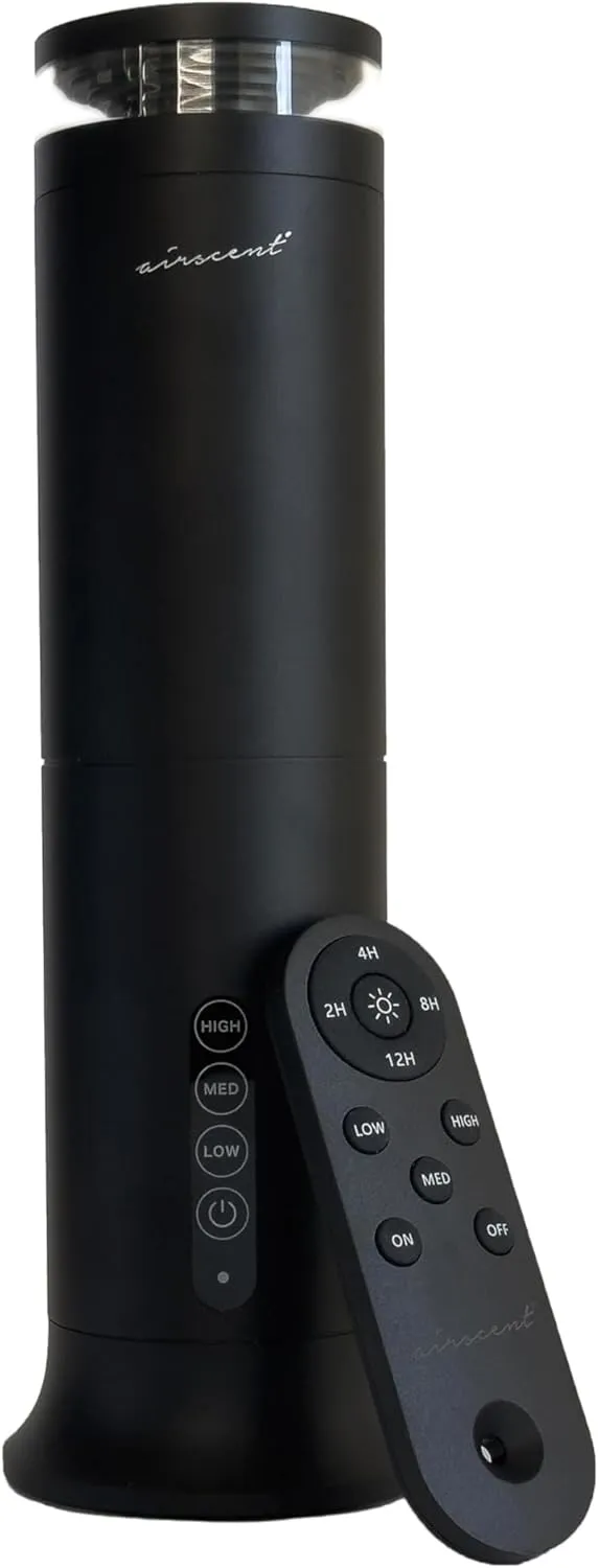 The AirScent Wireless Essential Oil Diffuser - Waterless Diffuser for Aromatherapy Oils - 100mL Capacity - 1000 Sq Ft Coverage - Smokey Black Aromatherapy Oil Diffuser for Homes, Offices & Hotels