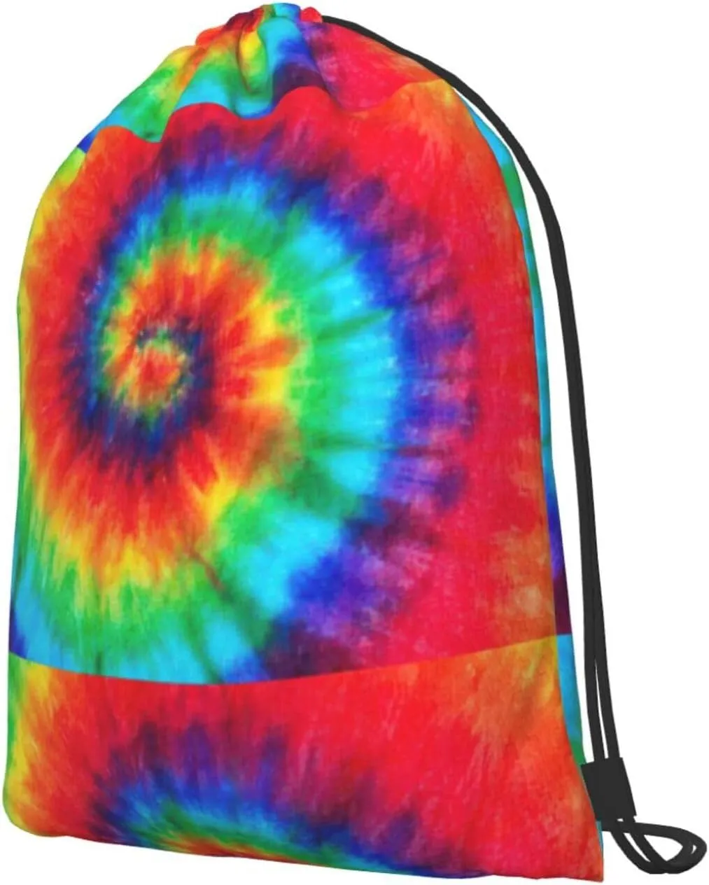 Tie Dye Rainbow Drawstring Cinch Backpack Polyester Sack Pack String Bag For Hiking Camping Adventure