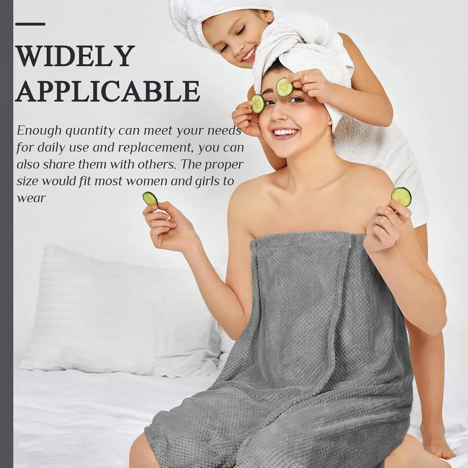 Tigeen 8 Pcs Women's Spa Wraps Lightweight Spa Robes with Adjustable Closure and Elastic Top(Medium,Grey)