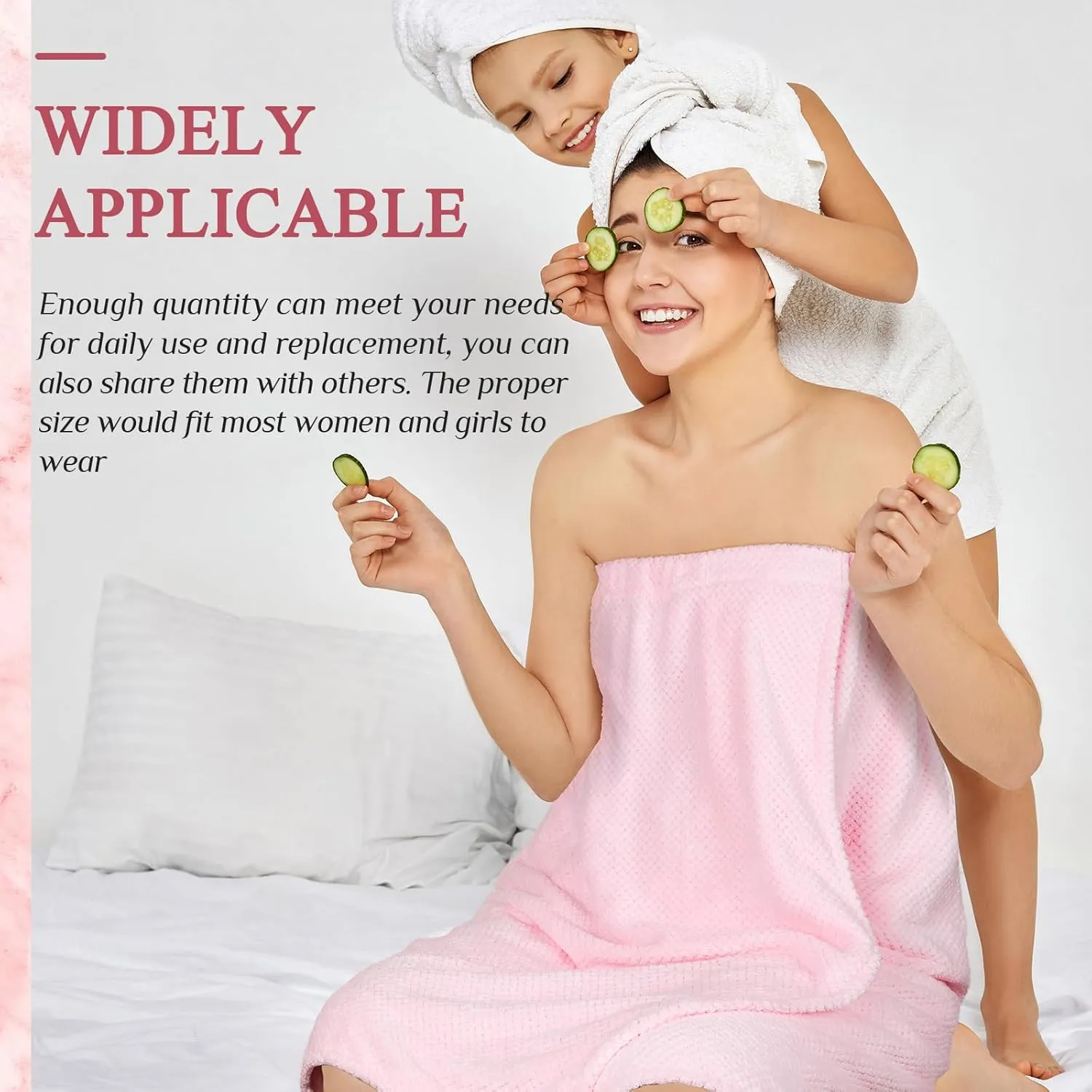 Tigeen 8 Pcs Women's Spa Wraps Lightweight Spa Robes with Adjustable Closure and Elastic Top(Medium,Pink)