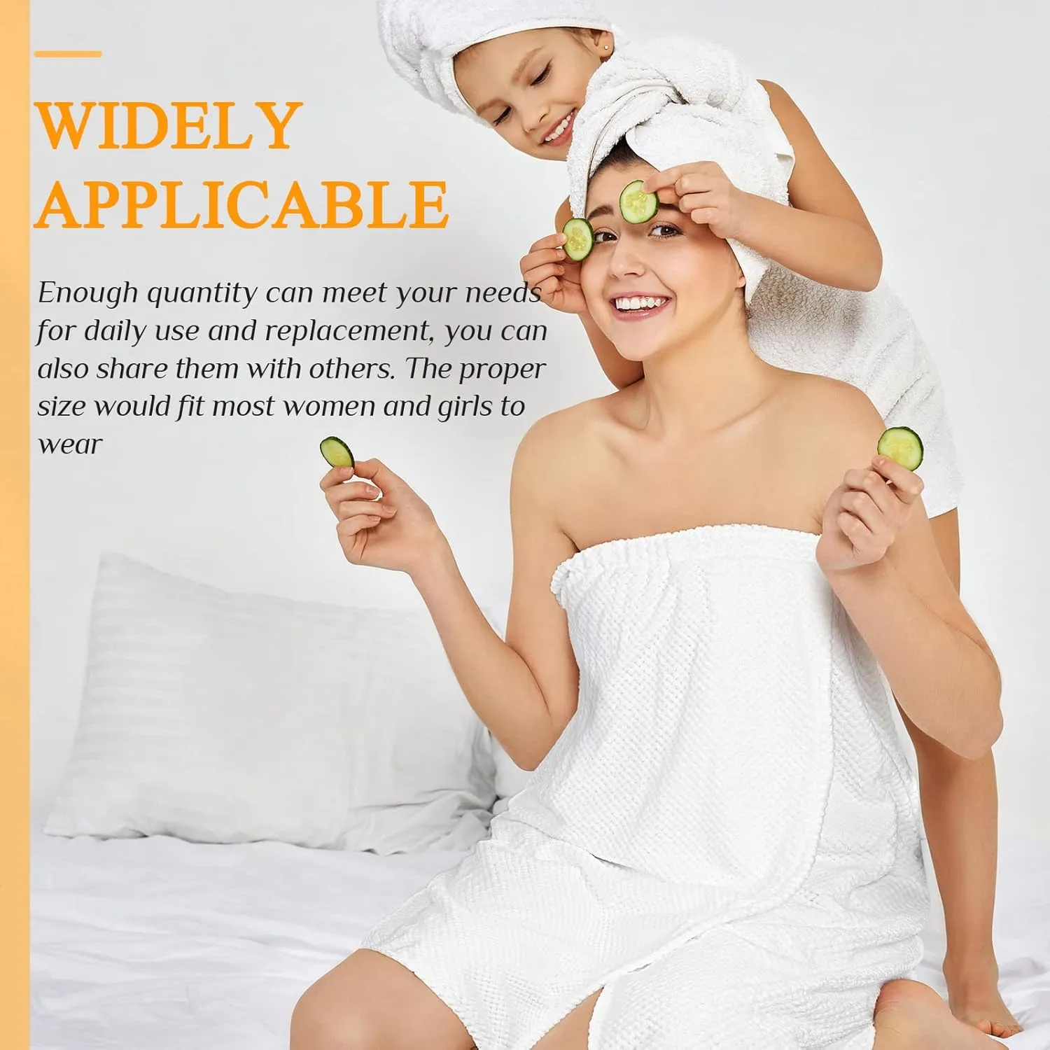 Tigeen 8 Pcs Women's Spa Wraps Lightweight Spa Robes with Adjustable Closure and Elastic Top(Medium,White)