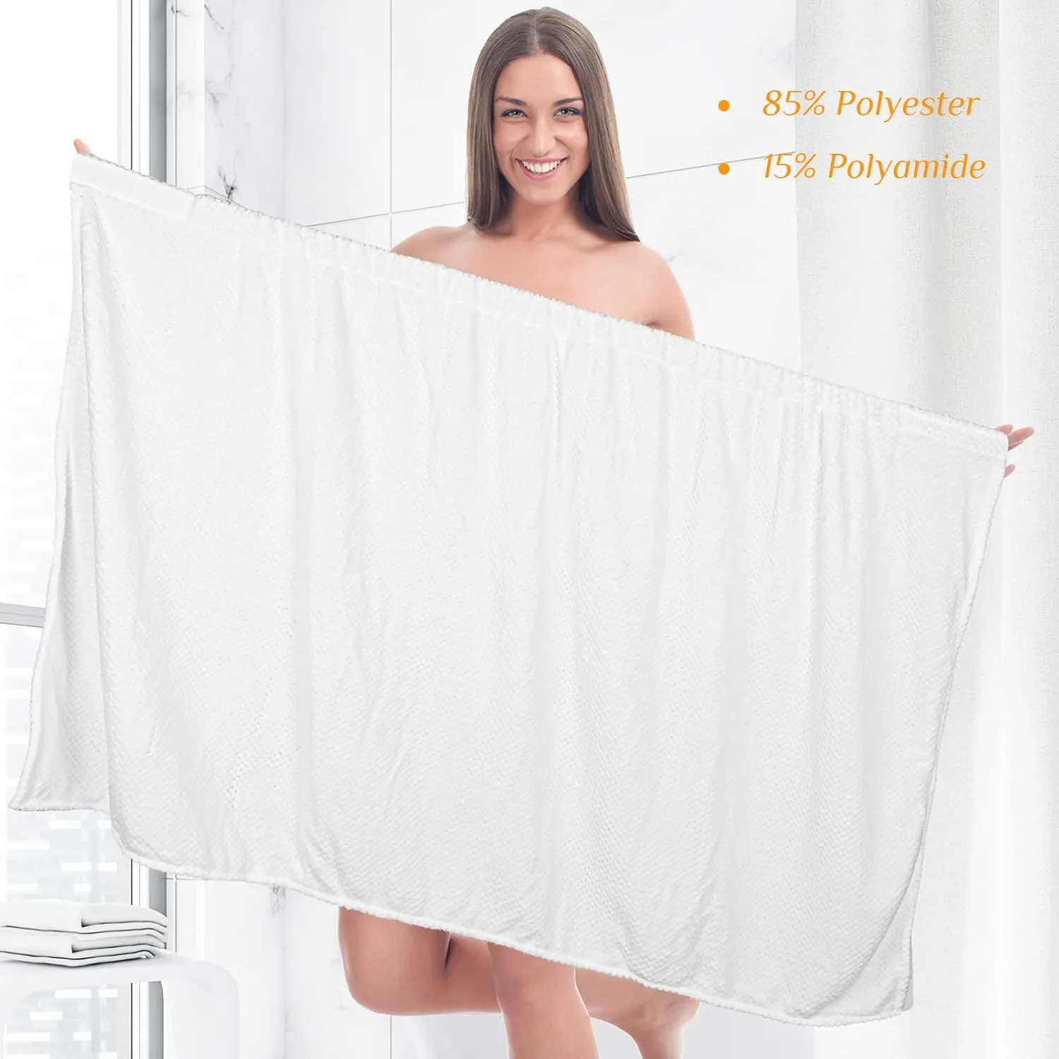 Tigeen 8 Pcs Women's Spa Wraps Lightweight Spa Robes with Adjustable Closure and Elastic Top(Medium,White)