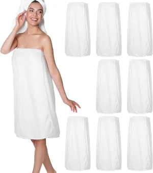 Tigeen 8 Pcs Women's Spa Wraps Lightweight Spa Robes with Adjustable Closure and Elastic Top(Medium,White)