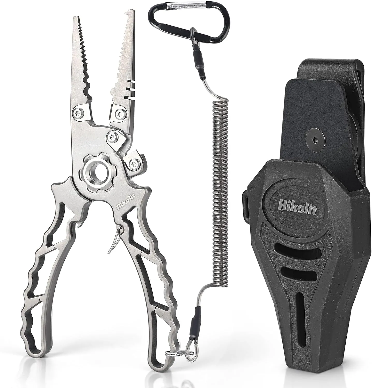 Titanium Fishing Pliers Saltwater, Corrosion Resistant Fishing Pliers Hook Remover with Double Tungsten Cutters, Fishing Gear as Split Rings Pliers