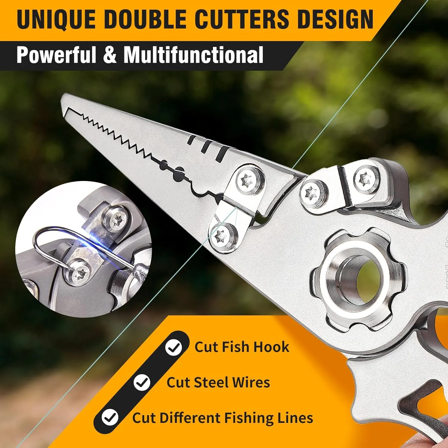 Titanium Fishing Pliers Saltwater, Corrosion Resistant Fishing Pliers Hook Remover with Double Tungsten Cutters, Fishing Gear as Split Rings Pliers