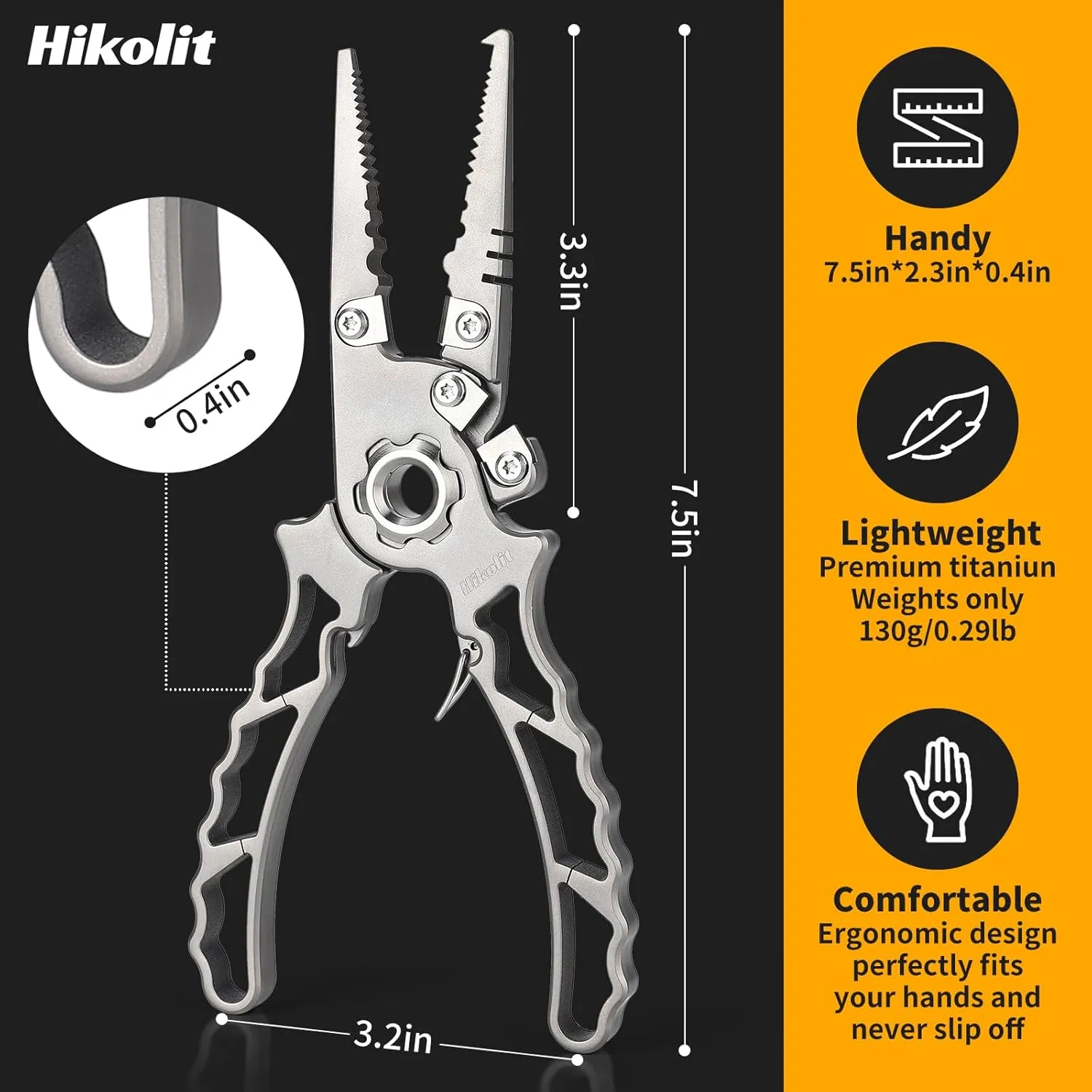 Titanium Fishing Pliers Saltwater, Corrosion Resistant Fishing Pliers Hook Remover with Double Tungsten Cutters, Fishing Gear as Split Rings Pliers