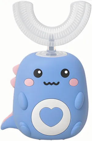 Toddla U-Shaped 360º Ultrasonic Toothbrush, Ultrasonic Kid's U-Shaped Electric Toothbrush Whit LED-Lights, 5 Cleaning Modes, One Charge for 15 Days, Easy-Grip Silicone Handle, Waterproof (Blue(6-12))