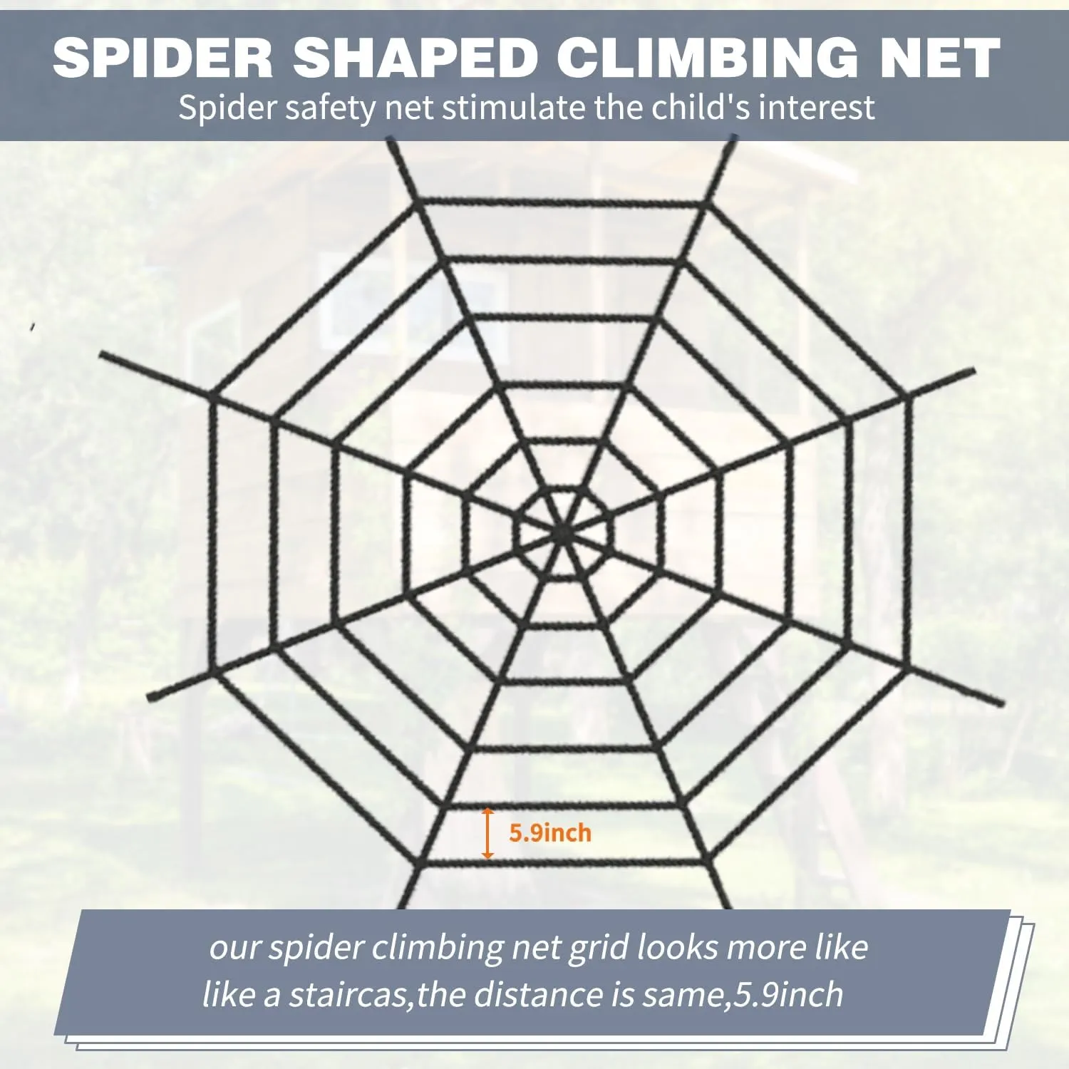 Tongmo Climbing Cargo Net, 6.5×6.5ft Spider Climbing Net for Kids, for Playground,Tree House, Backyard, Decoration, Indoor & Outdoor