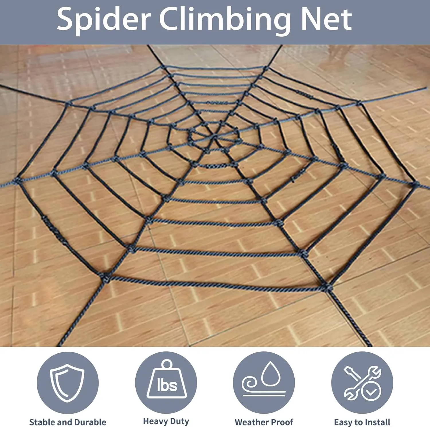 Tongmo Climbing Cargo Net, 8×8ft Spider Climbing Net for Kids, for Playground,Tree House, Backyard, Decoration, Indoor & Outdoor