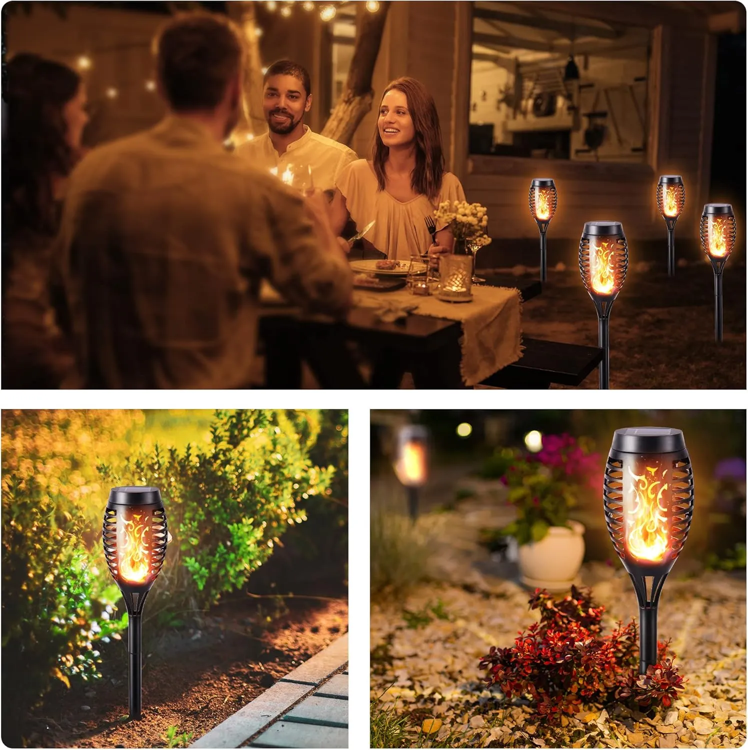 Toodour Solar Torch Flame Lights, 6 Pack Solar Lights Outdoor with Flickering Flame, Waterproof Solar Pathway Lights Landscape Decoration Lighting for Garden, Lawn, Yard, Outdoor Decorations
