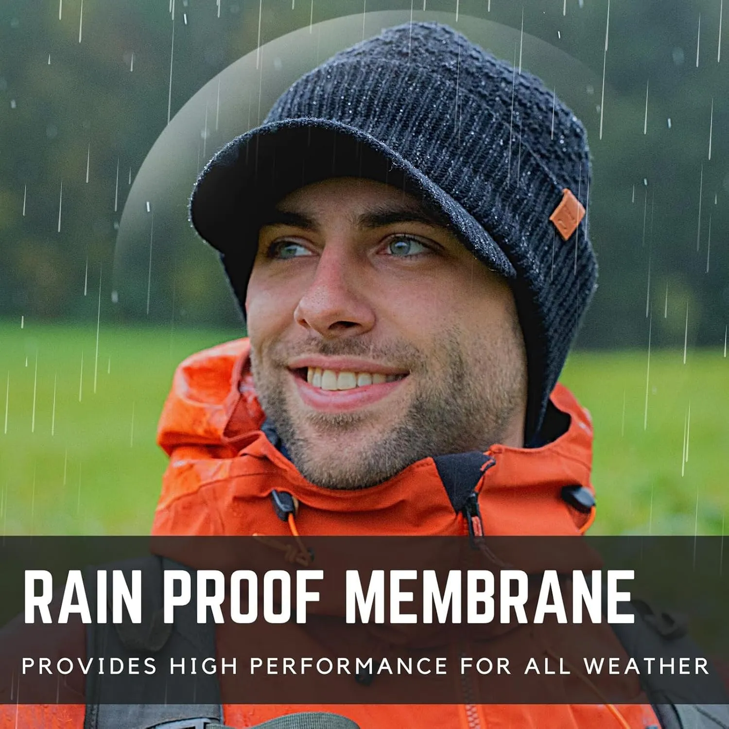 TOP-EX L/XL/XXL 50% Merino Wool Waterproof All Weather Brim Beanie Fleece Lined Unisex