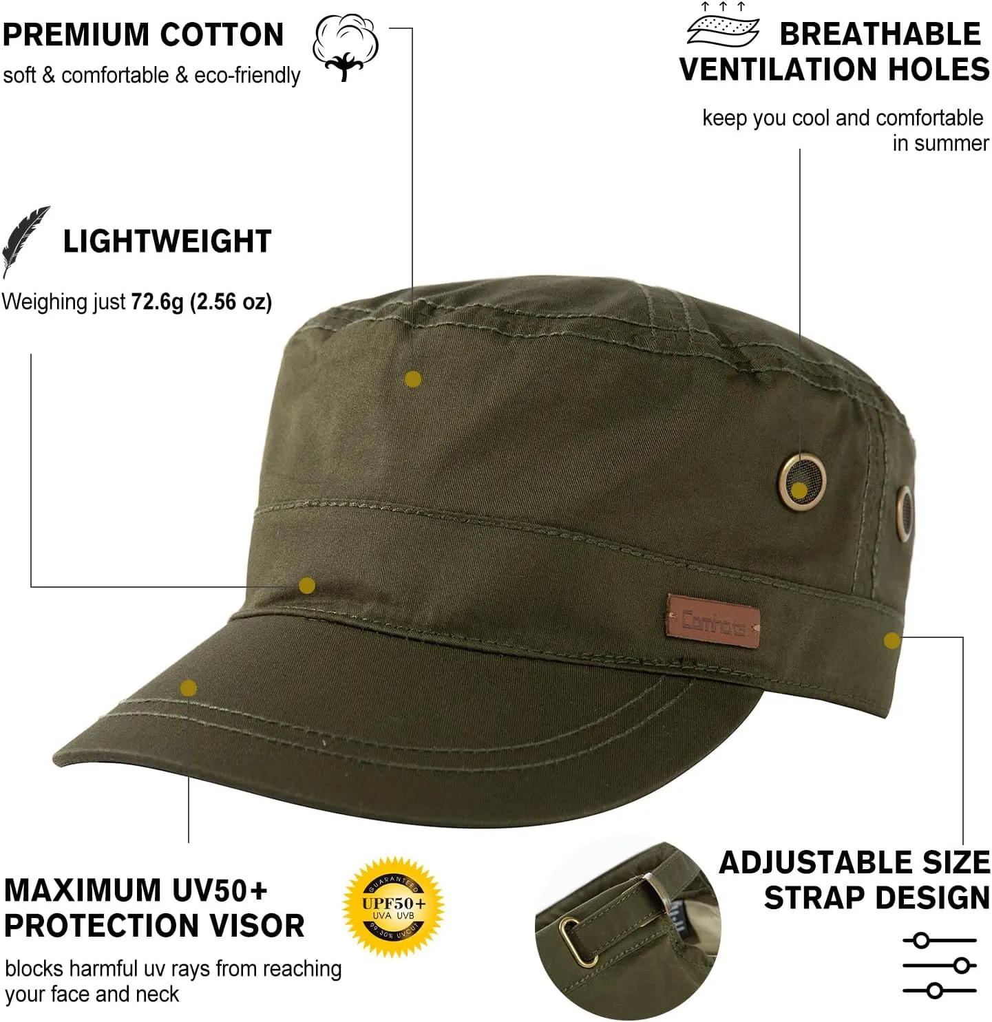 TOP-EX XXL/XL/L Waterproof & UV50  Adjustable Army Cap 58-65CM