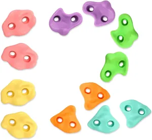 TOPNEW 12PCS Climbing Holds for Kids, Rock Wall Climbing Kit with Hardware for Indoor and Outdoor Climbing Wall, Pastel Color
